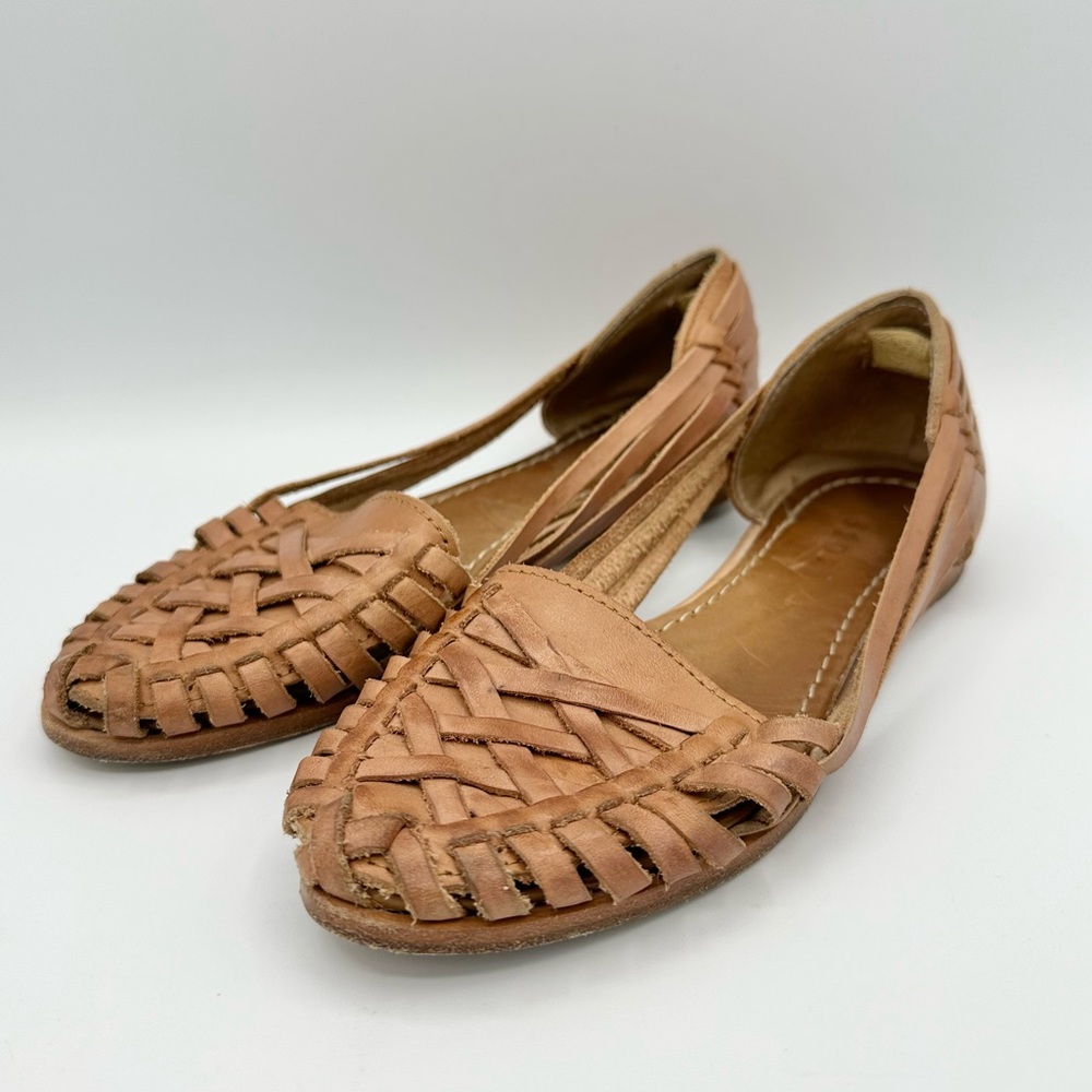 Stori The Sahuayo Mexican Huarache Sandal Tan Leather slip on flats